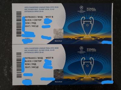 6 entradas para la final de la liga de campeones - primera categoría